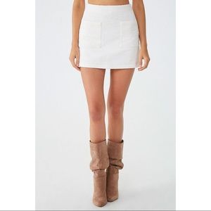 Forever 21 Corduroy Patch Pocket Mini Skirt White Size Medium